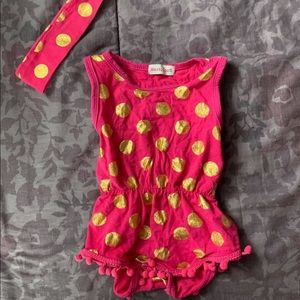 Pink and gold body Suite with headband